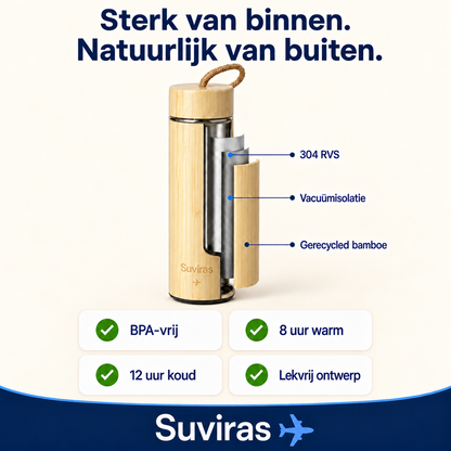 Bamboe thermosfles voor warm en koud | Suviras