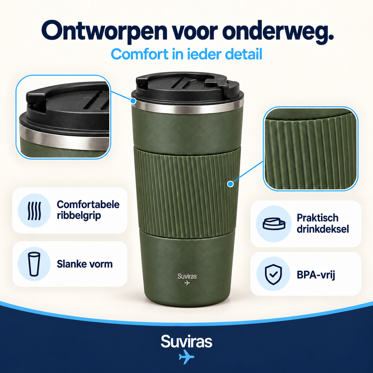 Reisbeker 380 ML | BPA vrij | Suviras